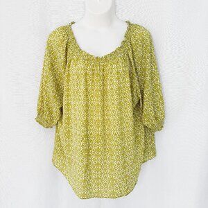 SUSAN GRAVER Smocked Peasant Boho Top